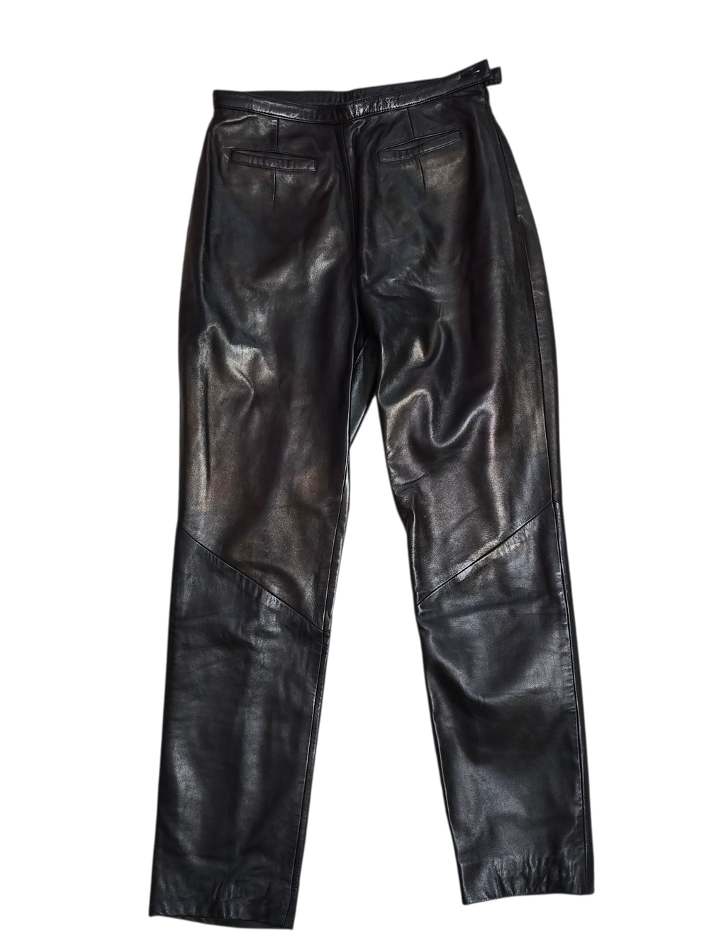 Kenneth Cole Black Leather High-rise Pants 4 Biker